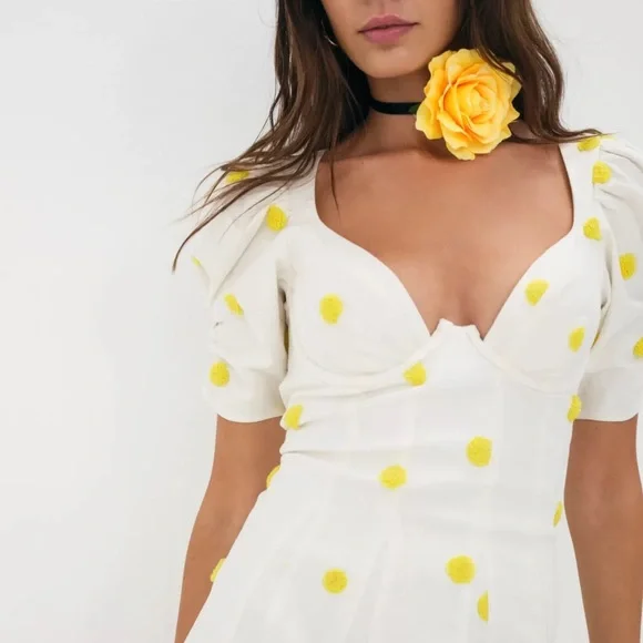 For Love & Lemons 🍋 Claude Mini Dress White, NWT - Picture 2 of 4